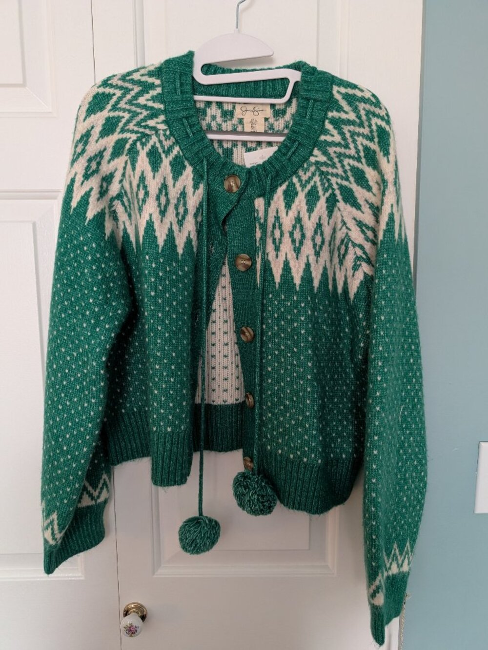 green festive winter christmas cardigan sweater